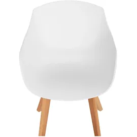 FROMM & STARCK Stuhl 2er Set Lehnstuhl weiß Kunststoff Holzbeine Buche bis 150 kg Designstuhl