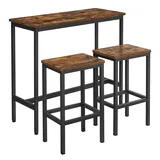 VASAGLE Stehtisch mit Barhocker Set 2 Stühle 75 x 120 cm Braun/Schwarz
