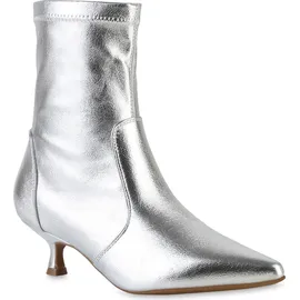 Stiefelparadies Damen Klassische Stiefeletten in Silber,