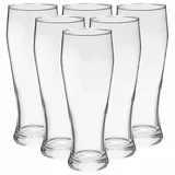 VAN WELL Bierglas transparent mit Füllstrich 6 Stück