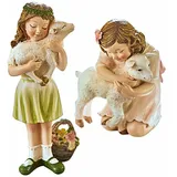 Loberon Figur 2er Set Clarisse, Zwei Vintage-Designs, handbemalt, Romantik-Look, Dekoration, Dekofigur, Tischschmuck, Polyresin, bunt