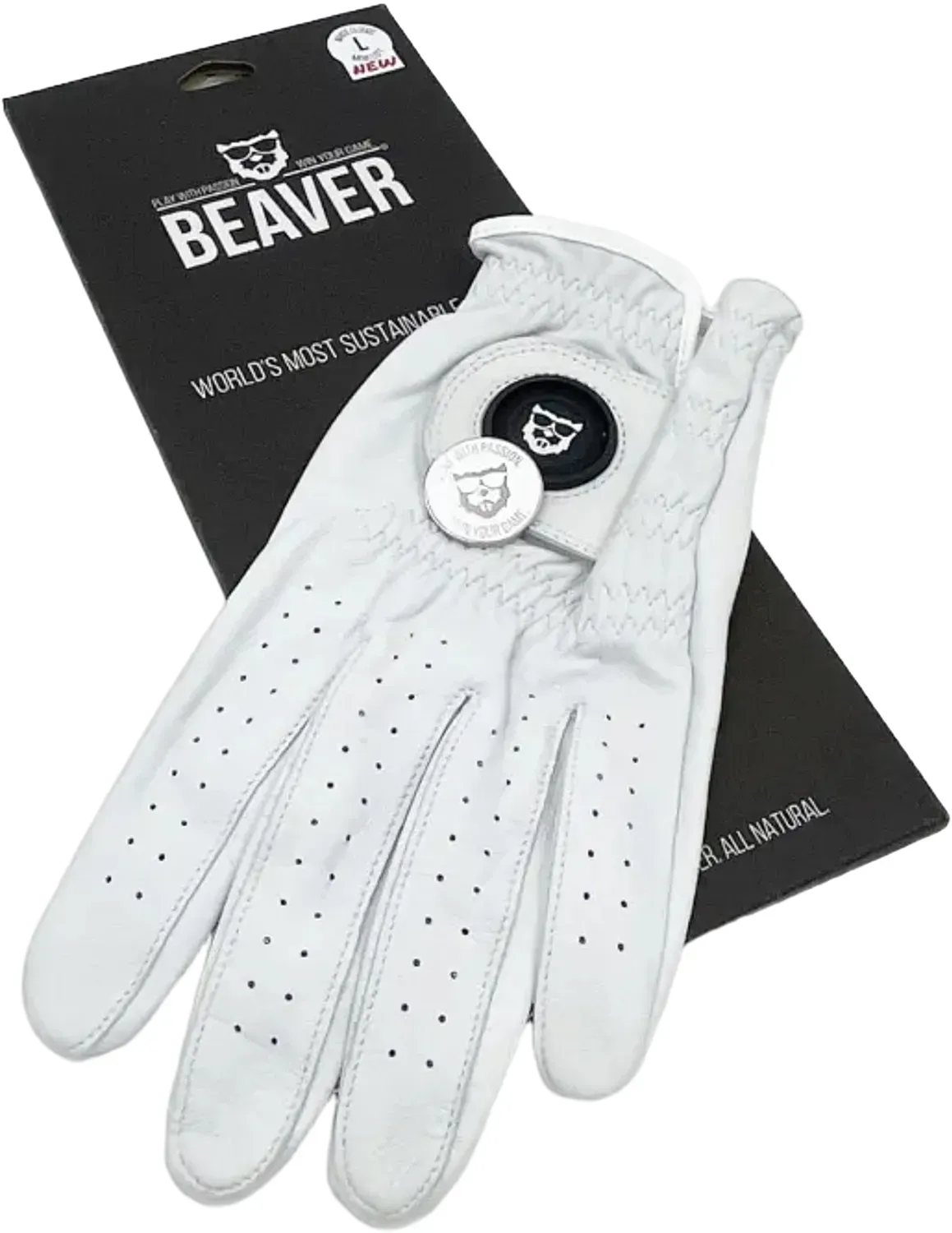 Beaver Golf Handschuh Logo Ballmarker, weiß