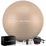 HOEL EliteAthlete® Gymnastikball Sitzball Büro ergonomisch mit Anti Burst System - Fitness Yoga Pilates Schwangerschaft - Schwangerschaftsball Fitnessball Yogaball - Yoga Ball inkl. Luftpumpe - Cappu 55cm