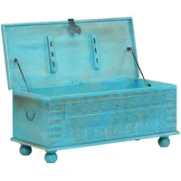 VidaXL Aufbewahrungstruhe Massivholz Mango Blau 100x40x41 cm
