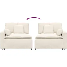 vidaXL Modulares Sofa Endmodul mit Armlehne Kissen Creme 100 cm - Creme