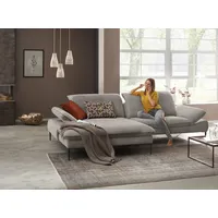 W.Schillig Ecksofa "enjoy&MORE, Designsofa, elegant und bequem, L-Form", grau (stone r66), B:294cm H:87cm T:185cm, Chenille-Flachgewebe R66 (85% Polyester, 15% Nylon);Longlife Xtra-Leder Z59: Glattleder mit modischer Prägung.