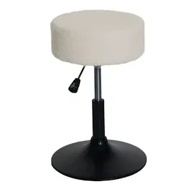 Mendler 2er-Set Hocker HWC-C22, Sitzhocker Schminkhocker, höhenverstellbar drehbar Ø 37cm Stoff Bouclé 450g/m2 FSC® ~ creme-weiß