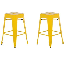 Beliani Barhocker 2er Set 60 x 60 x 60 cm Gelb