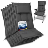 Beautissu 6er Set Premium Gartenstuhlauflage Hochlehner 120x50x7cm Dicke Polster Gartenstuhlauflage Hochlehner Auflagen Made in EU - Robuster Stoff & UV-Lichtechtheit HighLux HL Sitzkissen Anthrazit