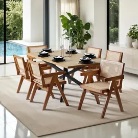 Tectake Armlehnstuhl Rattan lackiert Boho-Stil