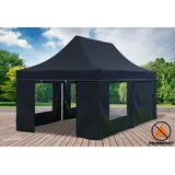 Faltpavillon Faltzelt Pavillon 3x6 FR Schwarz Gartenzelt Klappzelt Wasserdicht