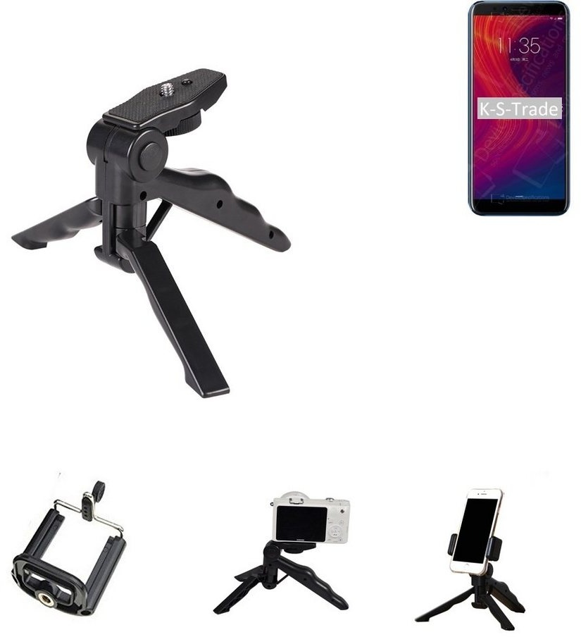 K-S-Trade für Lenovo K5 Play Smartphone-Halterung, (Stativ Tisch-Ständer Dreibein Handy-Stativ Ständer Mini-Stativ) schwarz