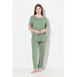 Ulla Popken Pyjama unifarben Grün 46/48