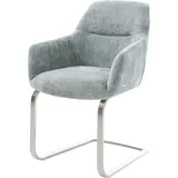 DeLife Freischwinger Pejo-Flex Chenille Pastellblau Freischwinger flach Edelstahl Taschenfederkern