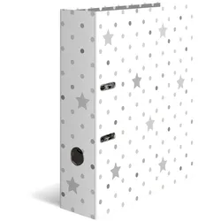 Herma Motiv-Ordner Karton A4, 7 cm Rückenbreite Sterne weiss mit grauen Sternen