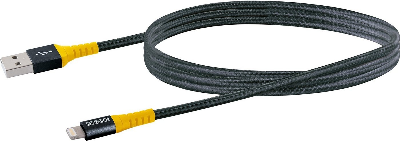 Schwaiger WKUL10 511 Smartphone-Kabel, USB 2.0 A Stecker, Apple® Lightning Stecker, (120 cm), extrem Reißfest schwarz