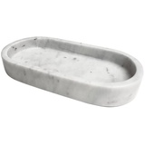 adorist. Marmortablett, oval weiß 11x22x4cm