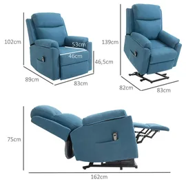 Homcom Fernsehsessel Blau Kunststoff, 89x102x83 cm Wohnzimmer, Sessel, Fernsehsessel