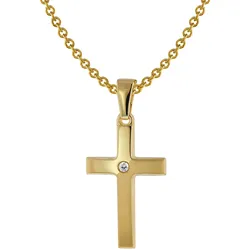 trendor 75426 Kreuz-Anhänger Gold 333 / 8 Karat mit vergoldeter Halskette, 40 cm