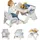 Fantask Kindersitzgruppe 6-in-1 mit Tisch und Stühlen 3-stufig höhenverstellbar grau/beige