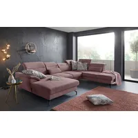 Wohnlandschaft SIT & MORE "Percy U-Form", lila (flieder), B:343cm T:235cm, Sofas, Wohnlandschaft, 15 cm Fußhöhe, Sitztiefenverstellung, wahlweise in 2 Fußfarben