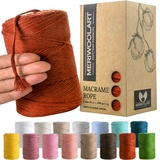 MeriWoolArt® Premium Makramee Garn Rot - Makramee Baumwollgarn 3mm x 200m - Super weiches Garn, einfach gedrehte Makramee Schnur - 100% Baumwolle für DIY Boho Deko Handwerk