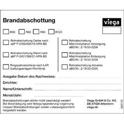 Viega Kennzeichnungsschild Brandschutz für Rohrdurchführung 155x120