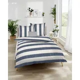 KAEPPEL College Gestreift Blau 135 x 200 cm + 2 x 80 x 80 cm
