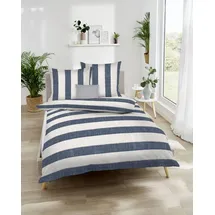 KAEPPEL College Gestreift Blau 135 x 200 cm + 2 x 80 x 80 cm