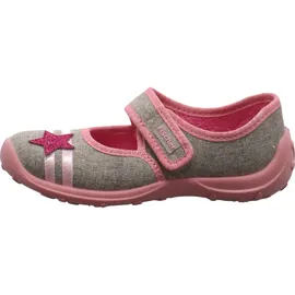 Fischer Markenschuh Fischer Kinder Hausschuh Mädchen Mary Jane Ballerina Glitzer Stern 632344, Größe:33 EU, Farbe:Grau - Grau - 33