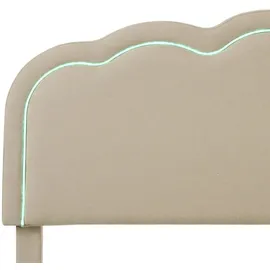 lanki international gmbh Jugendbett Odikalo 90 x 140 cm Samt beige rosa
