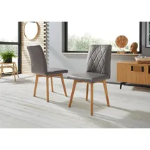 Home Affaire Brest grau (grau, eiche natur geölt), B:47cm H:88cm T:66cm, Stühle, Esszimmerstuhl, Gestell aus Eiche Massivholz geölt