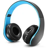 Zapig Kinderkopfhörer, Bluetooth Kopfhörer Kinder Gehörschutz, Leichte Kinder Kopfhörer mit Faltbare Kopfband, schwarz blau