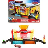Mattel Disney Pixar Cars Autowaschanlagen-Spielset für Rennwagen und Lightning McQueen mit Farbwechseleffekt