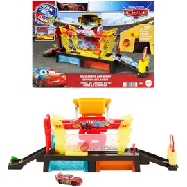 Mattel Disney Pixar Cars Autowaschanlagen-Spielset für Rennwagen und Lightning McQueen mit Farbwechseleffekt