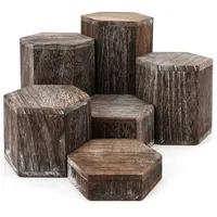 Belle Vous 6er Pack Brauner Sechseck Dekosäule Holz Podest