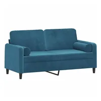 VidaXL 2-Sitzer-Sofa mit Zierkissen Blau 140 cm Samt