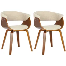 CLP 2er Set Stühle Bruce mit Stoffbezug I Esszimmerstuhl mit Rückenlehne I Sessel Mit Polsterung und Holzgestell Bis 150 kg belastbar