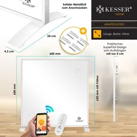 Kesser KESSER® Infrarotheizung Energiesparend Infrarot Standgerät & Wandmontage Elektroheizung mit Fernbedienung Thermostat & App-Steuerung Elektrisch Heizpaneel Heizung Konvektor Standfüße