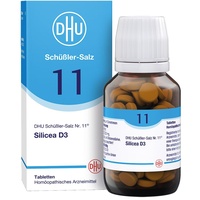 DHU Schüßler-Salz Nr. 11 Silicea D3 – Das Mineralsalz der Haare, der Haut und des Bindegewebes – das Original – umweltfreundlich im Arzneiglas, 200 St. Tabletten