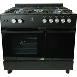 Gasline GAG90GOXFLB Standherd  90X60 mit Gasflaschen Raum Gasbackofen 71 L  Gas-Gas  Schwarz Matt