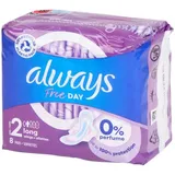 0,69€/Stück- 4x Always Free Day Damenbinden Größe 2 Lang, mit Flügeln - 8er Pack