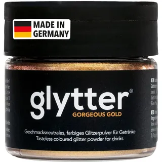 Glytter Glitzerpulver für Getränke (Gold) - essbarer Glitzer für Drinks & Flüssigkeiten, z.B. für Likör, Sekt, Cocktails - trinkbares & geschmacksneutrales Glitzerpuder, Staub