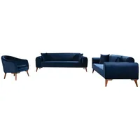 JVmoebel Sofa Sofagarnitur Sofa Garnitur Sofas 3+3+1 Sitzer Sessel Royal Blau, Made in Europe blau