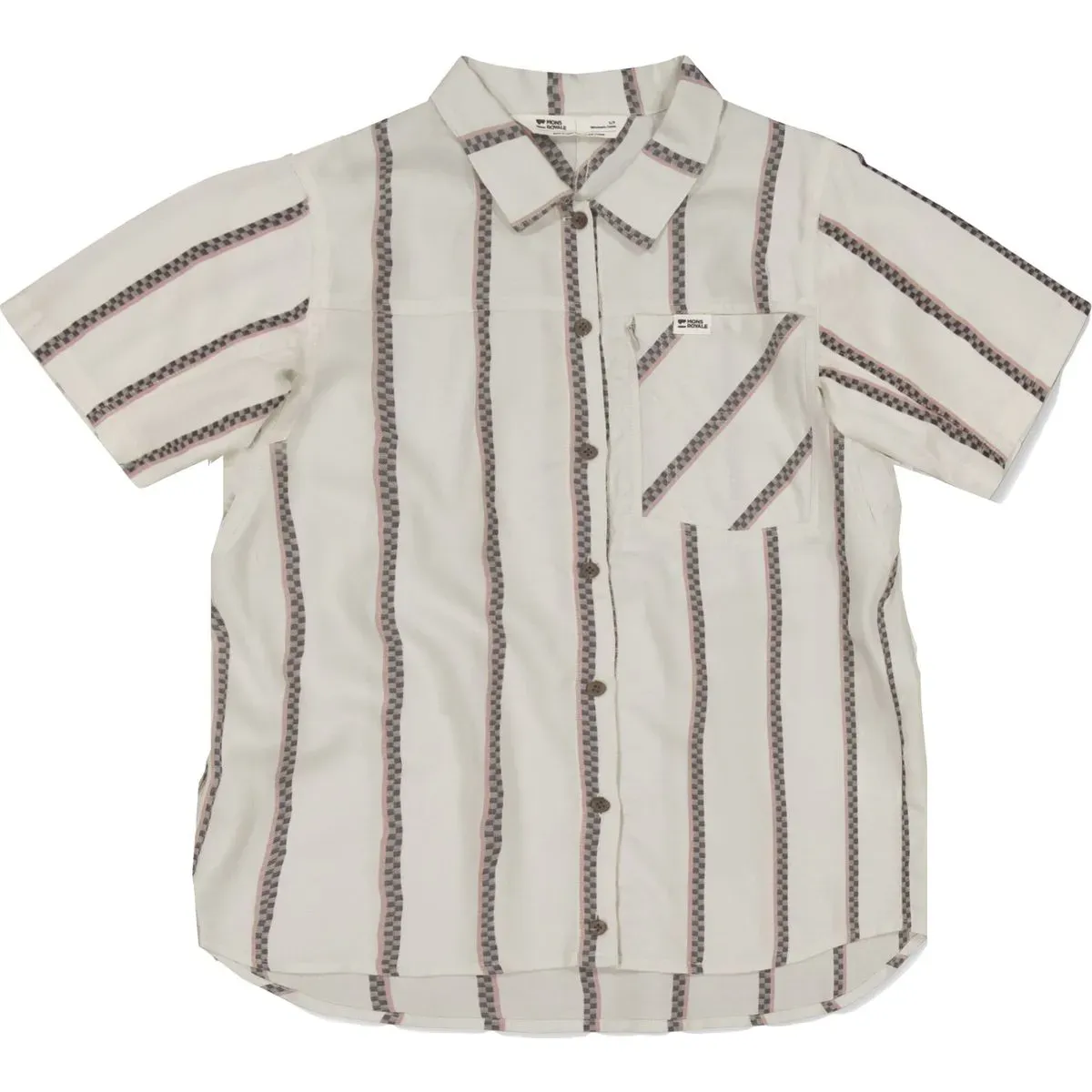 Mons Royale Womens AT Merino Short Sleeve Shirt bone stripe (35) XL