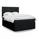 vidaXL Boxspringbett mit Matratze Schwarz 140x200 cm Stoff