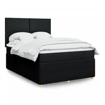 vidaXL Boxspringbett mit Matratze Schwarz 140x200 cm Stoff