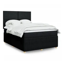 vidaXL Boxspringbett mit Matratze Schwarz 140x200 cm Stoff