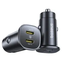 Baseus GoTrip 2 x USB-C 30W KFZ-Ladegerät Schwarz