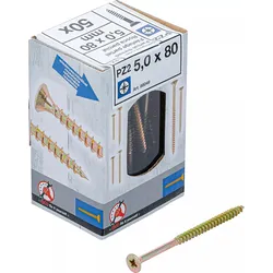 BGS DIY 88049 Satz Mehrzweckschrauben Kreuzschlitz PZ2 5,0x80mm 50 Stück